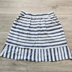 LOFT Navy Blue and White Striped Skirt Womens Xs Cotton Beach Casual
